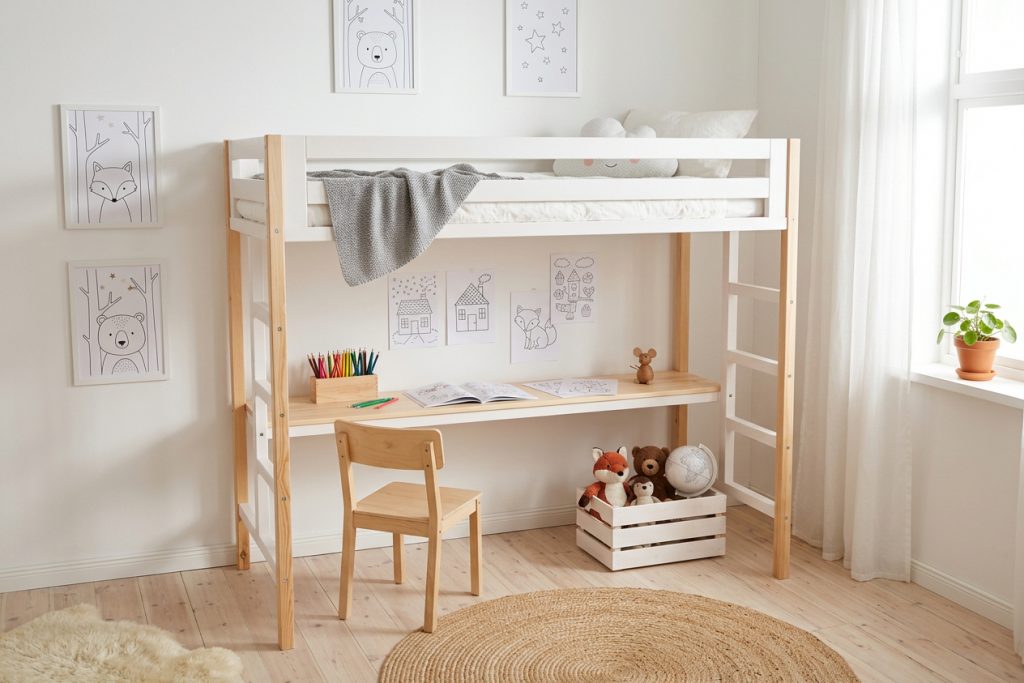 Bērnu gulta ar rakstāmgaldu SMART 90 x 190 cm
