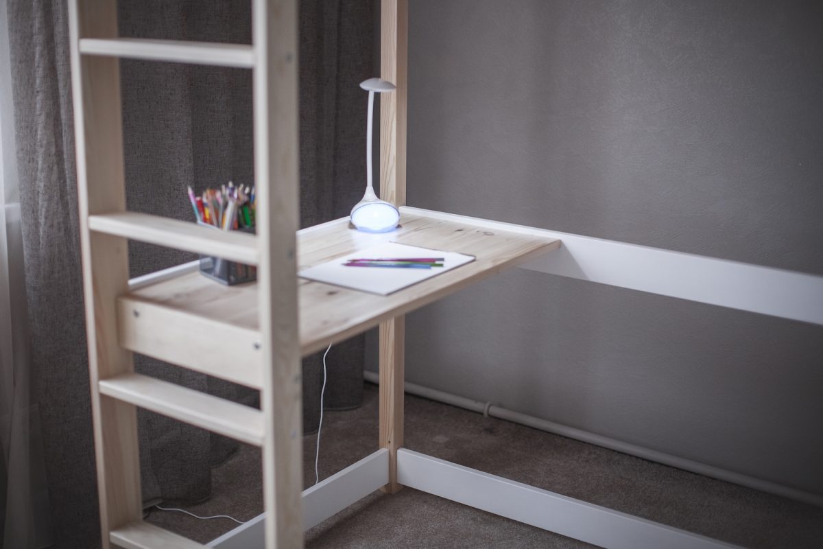 Children bunk bed with desk