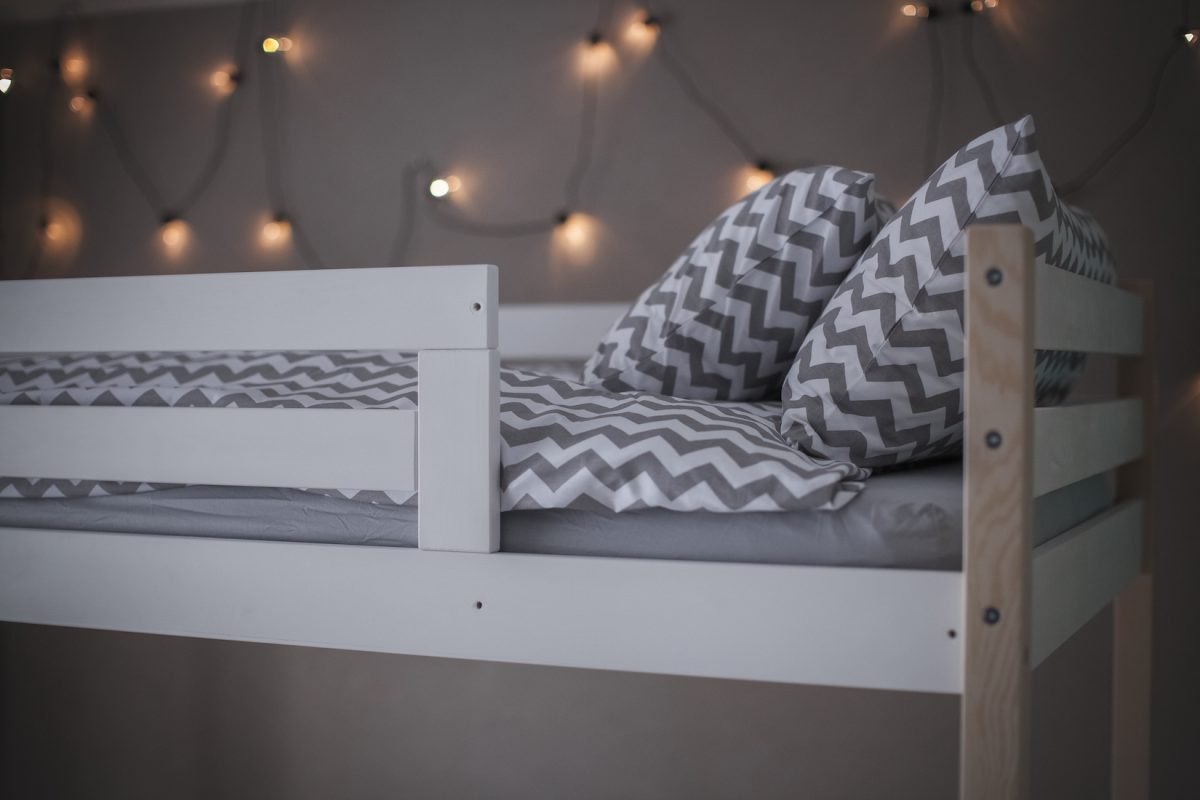 Children bunk bed with desk