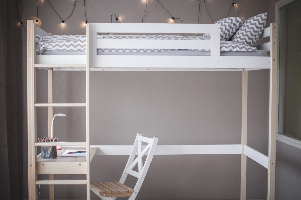 Children bunk bed with desk