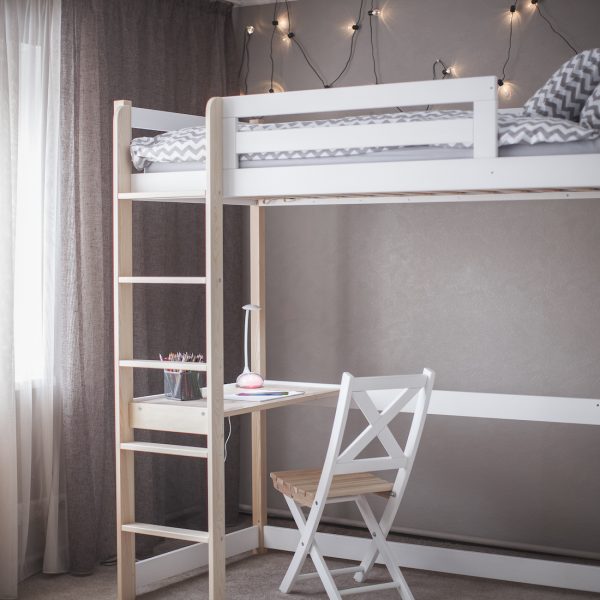 Children bunk bed with desk