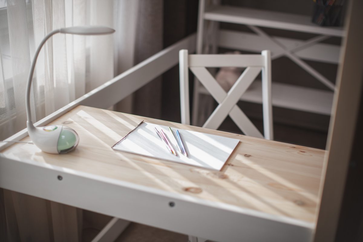 Children bunk bed with desk