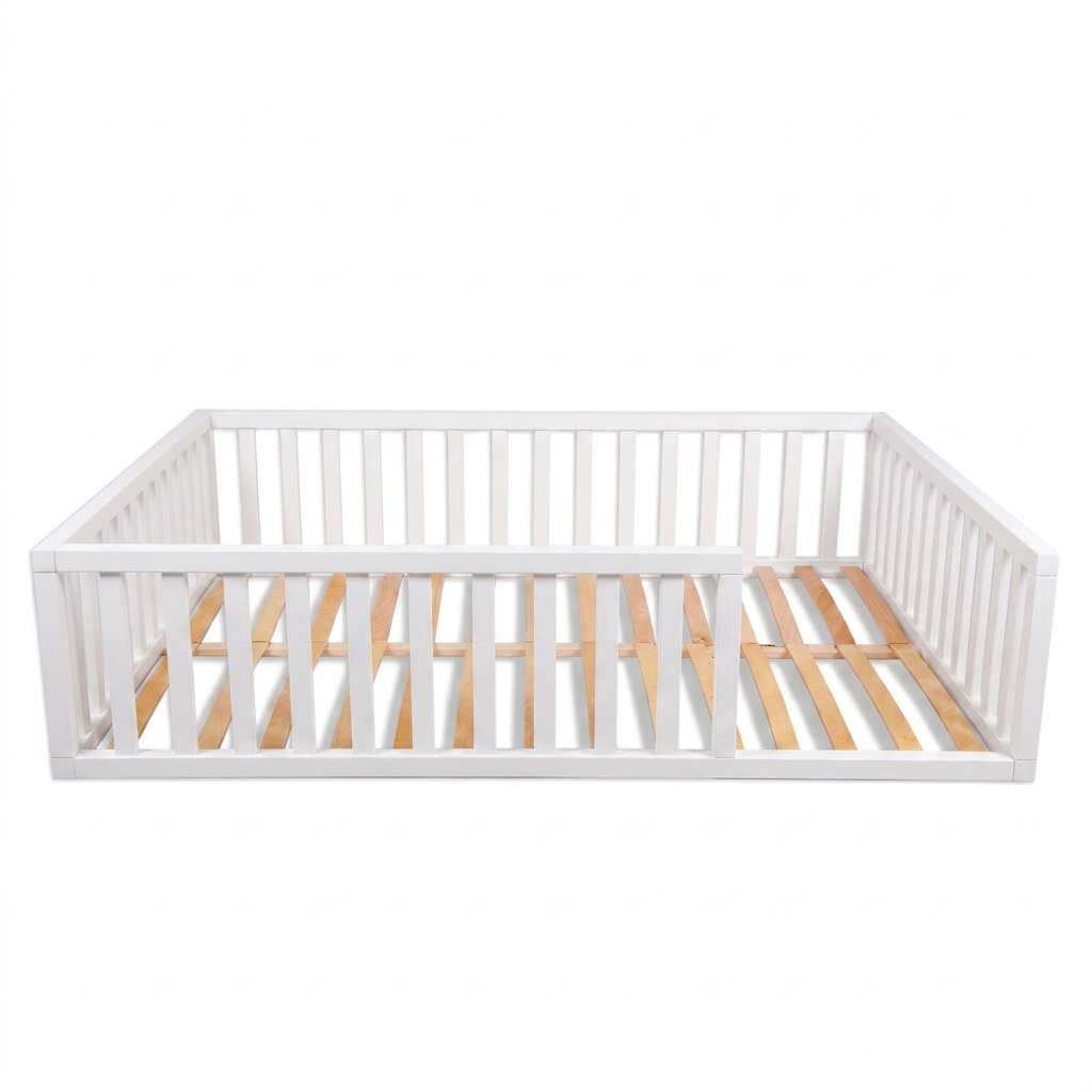 Valge täispuidust Montessori voodi FLM 415