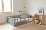 Pelēka bērnu Montessori gulta no masīvkoka FLM 414