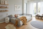 Pelēka bērnu Montessori gulta no masīvkoka FLM 414